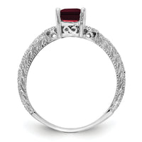 14k White Gold 7x5mm Garnet & AA Diamond Ring-Y2266GA/AA
