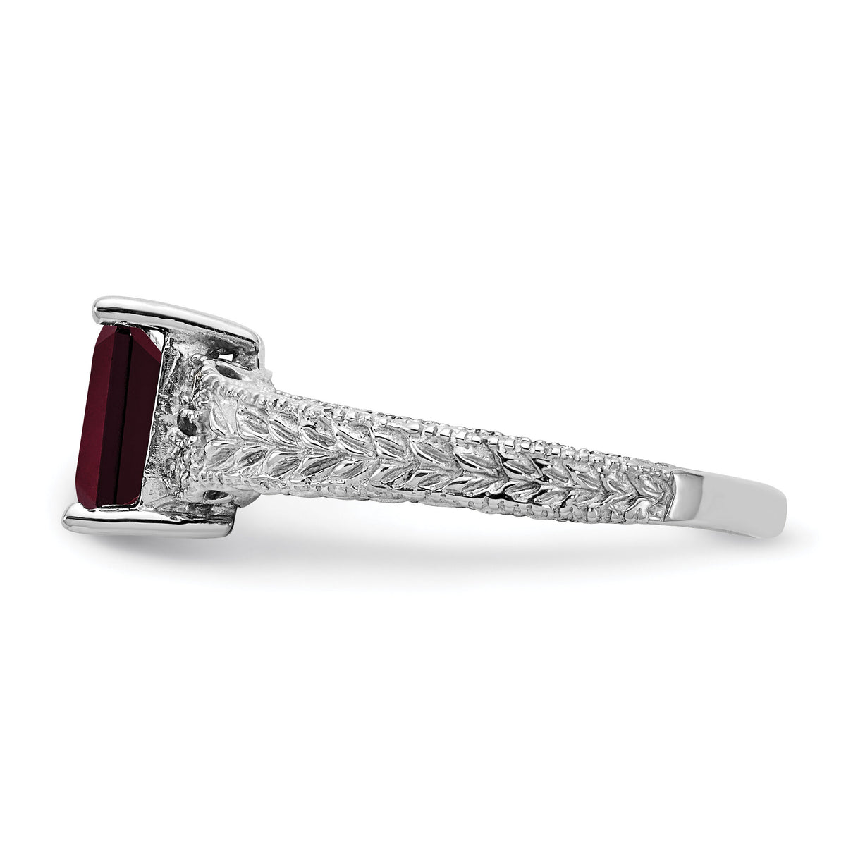 14k White Gold 7x5mm Garnet & AA Diamond Ring-Y2266GA/AA