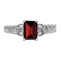 14k White Gold 7x5mm Garnet & AA Diamond Ring-Y2266GA/AA