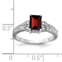 14k White Gold 7x5mm Garnet & AA Diamond Ring-Y2266GA/AA