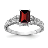 14k White Gold 7x5mm Garnet & AA Diamond Ring-Y2266GA/AA