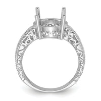 14k White Gold .02ct. Diamond & 12x10 Oval Gemstone Ring Mounting-Y2271