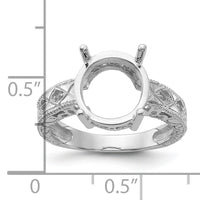 14k White Gold .02ct. Diamond & 12x10 Oval Gemstone Ring Mounting-Y2271