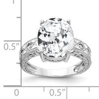 14k White Gold 12x10mm Oval Cubic Zirconia AA Diamond Ring-Y2271CZ/AA