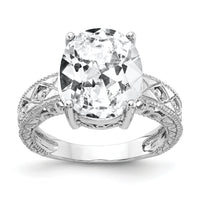 14k White Gold 12x10mm Oval Cubic Zirconia AA Diamond Ring-Y2271CZ/AA