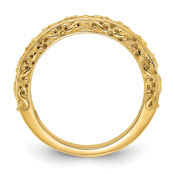 14k 3mm Filigree Wedding Band-Y3667