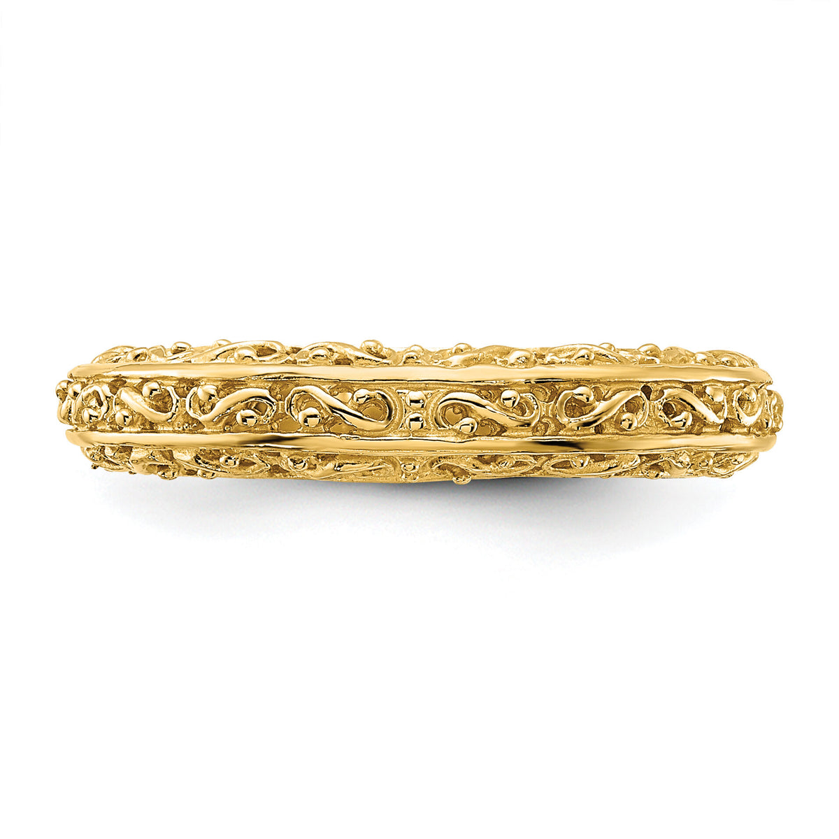 14k 3mm Filigree Wedding Band-Y3667
