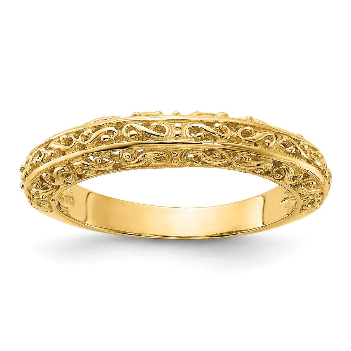 14k 3mm Filigree Wedding Band-Y3667