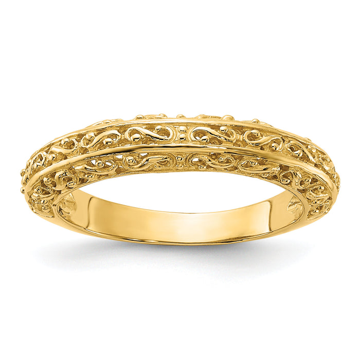 14k 3mm Filigree Wedding Band-Y3667