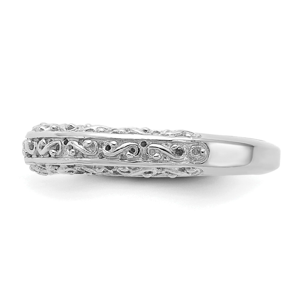 14k White Gold 3mm Filigree Wedding Band-Y3669