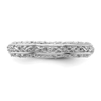 14k White Gold 3mm Filigree Wedding Band-Y3669