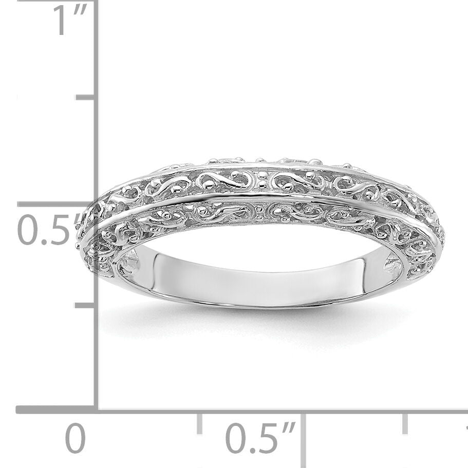 14k White Gold 3mm Filigree Wedding Band-Y3669