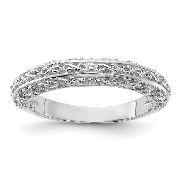 14k White Gold 3mm Filigree Wedding Band-Y3669