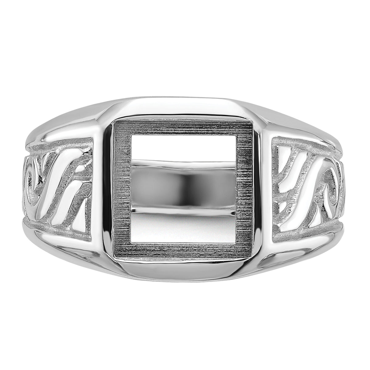 14k white men's onyx ring mounting-Y4016