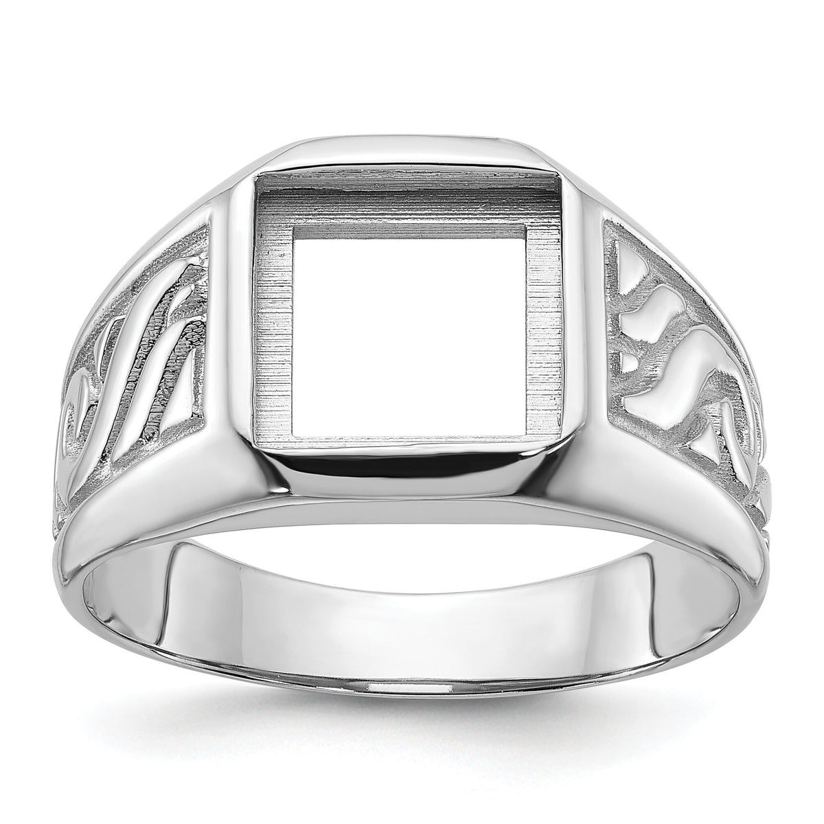 14k white men's onyx ring mounting-Y4016