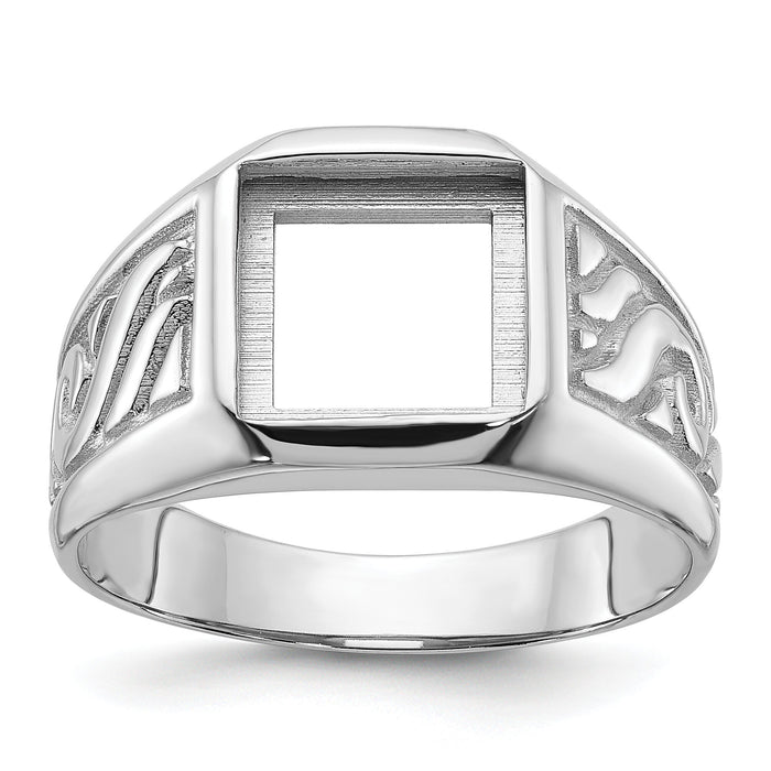 14k white men's onyx ring mounting-Y4016