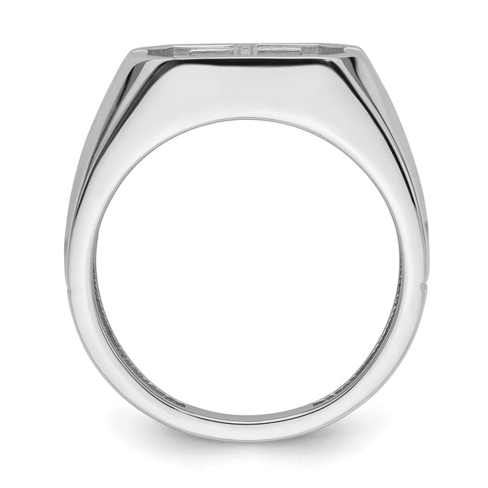 14k White Gold Mens Cross Ring Mounting-Y4026