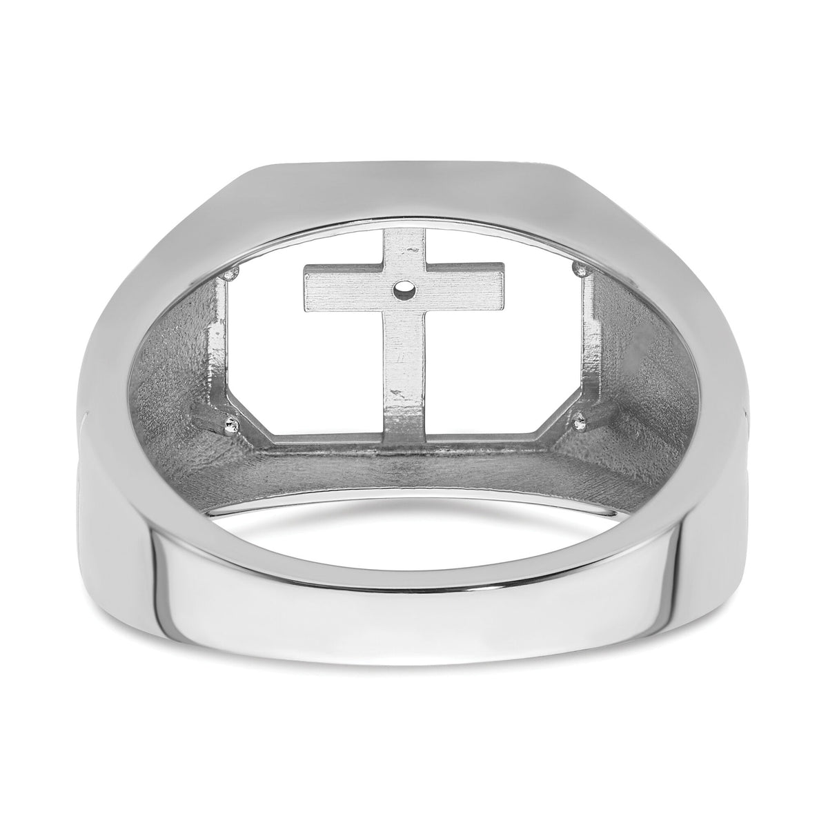 14k White Gold Mens Cross Ring Mounting-Y4026