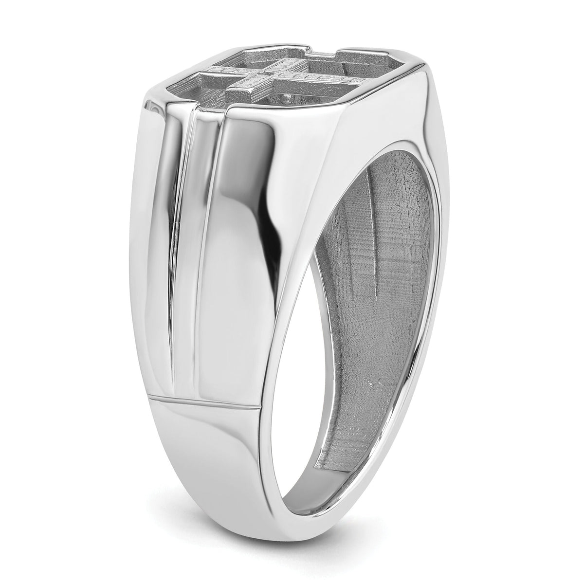 14k White Gold Mens Cross Ring Mounting-Y4026