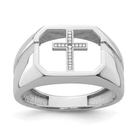 14k White Gold Mens Cross Ring Mounting-Y4026