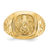 14k Polished and Nugget Texture Masonic Ring Mounting-Y4035