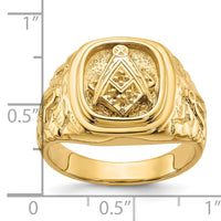 14k Polished and Nugget Texture Masonic Ring Mounting-Y4035