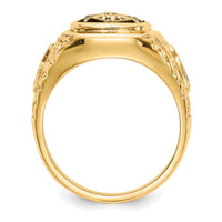 14k Polished, Antiqued and Nugget Texture Diamond Masonic Ring-Y4035MAA