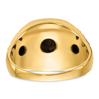 14k Polished, Antiqued and Nugget Texture Diamond Masonic Ring-Y4035MAA
