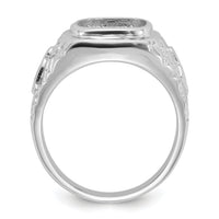 14k White Gold Men's Polished and Textured Masonic Ring Mounting-Y4036