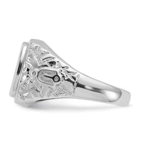 14k White Gold Men's Polished and Textured Masonic Ring Mounting-Y4036