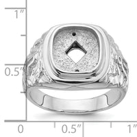 14k White Gold Men's Polished and Textured Masonic Ring Mounting-Y4036