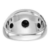 14kw Men's Antiqued Textured w/ Black Enamel & Diamond Masonic Ring-Y4036MAA