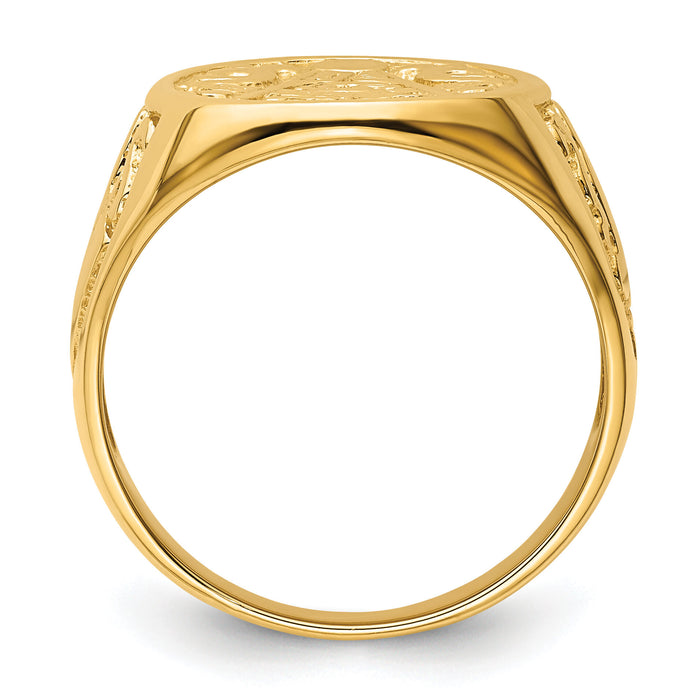 14k Men's Polished and Grooved (Not Enameled) Masonic Ring-Y4041