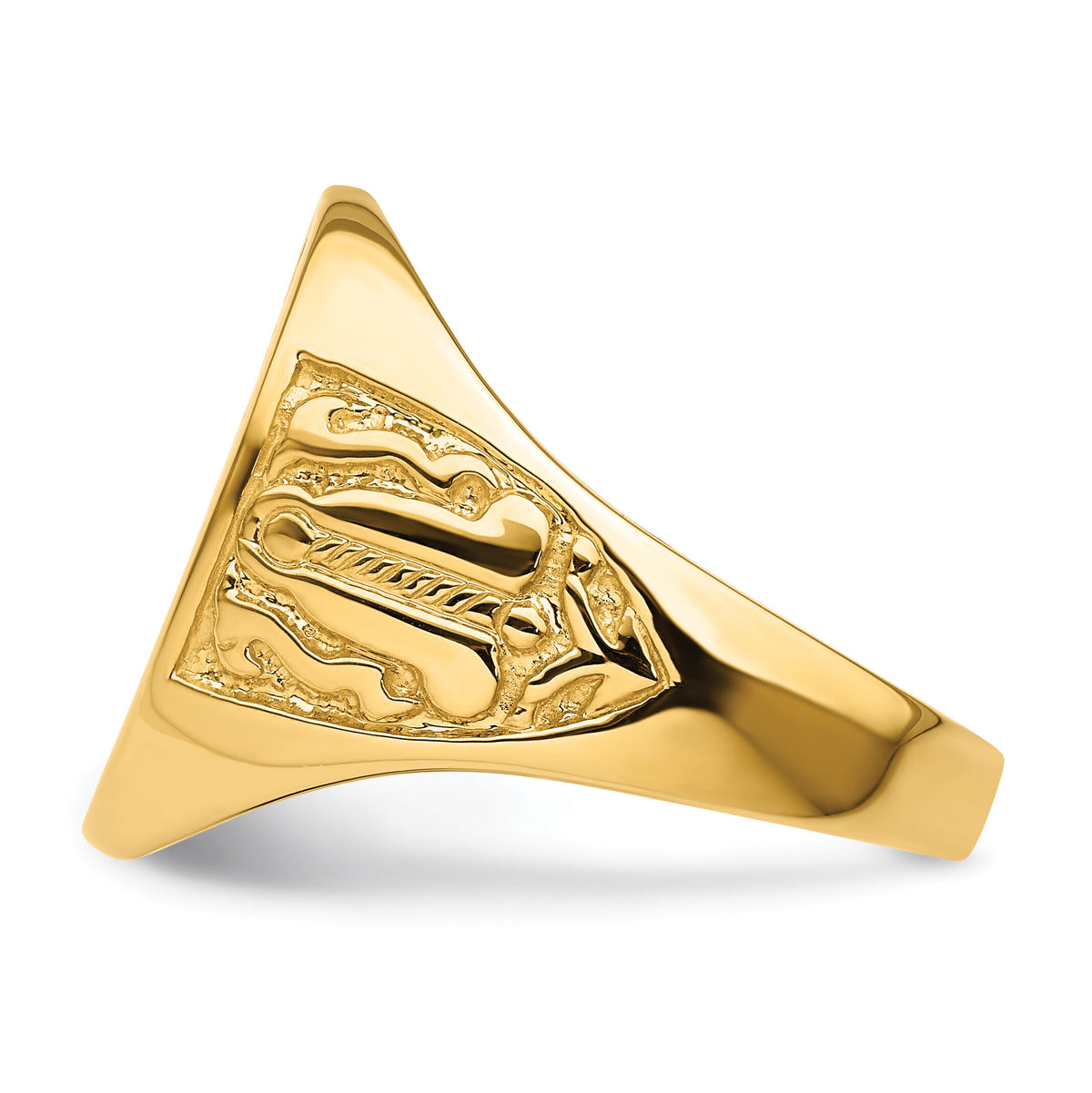 14k Men's Polished and Grooved (Not Enameled) Masonic Ring-Y4041