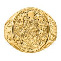 14k Men's Polished and Grooved (Not Enameled) Masonic Ring-Y4041