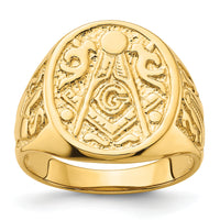 14k Men's Polished and Grooved (Not Enameled) Masonic Ring-Y4041