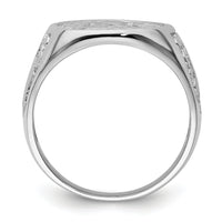 14k White Gold Men's Polished and Grooved (No Enamel) Masonic Ring-Y4042
