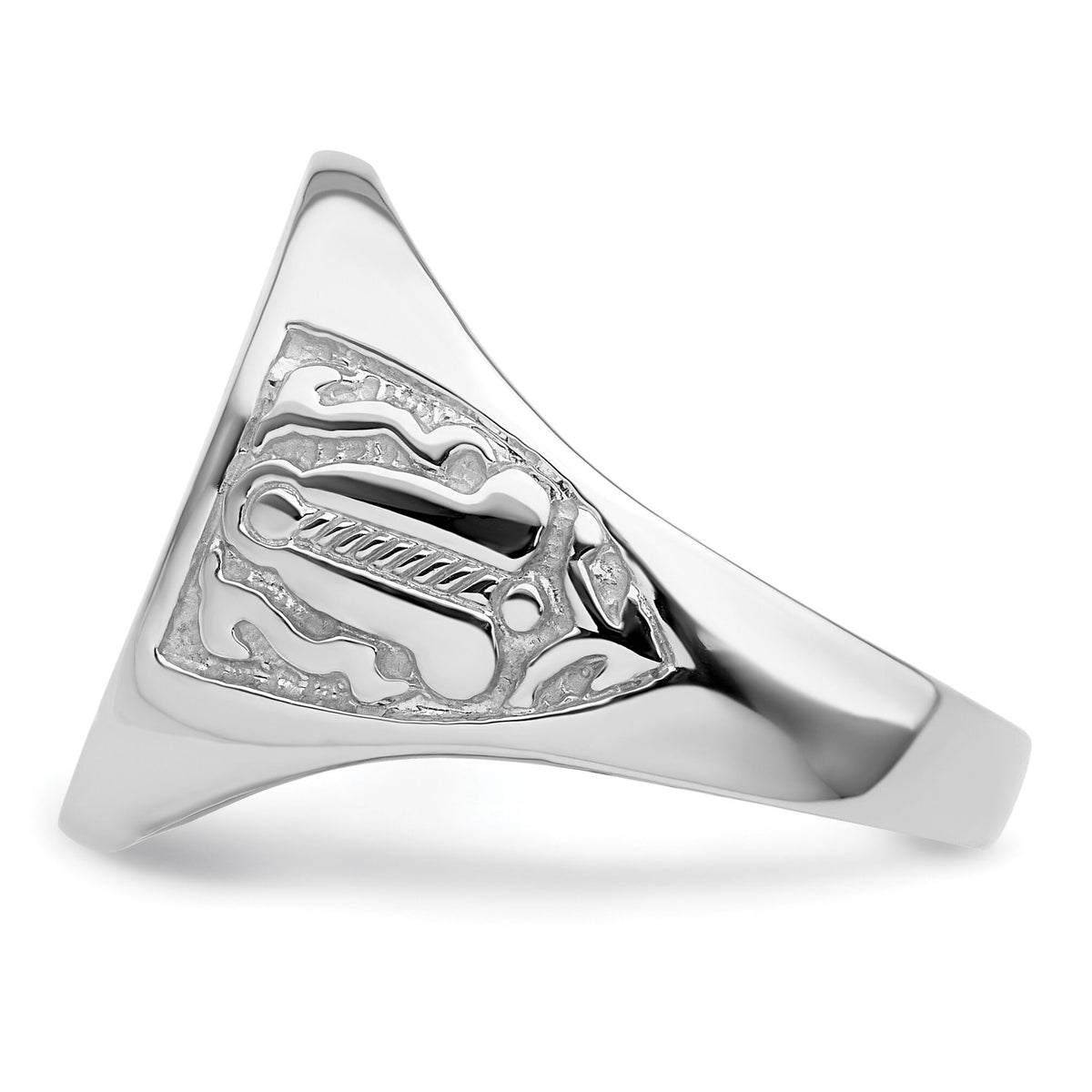 14k White Gold Men's Polished and Grooved (No Enamel) Masonic Ring-Y4042