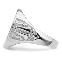 14k White Gold Men's Polished and Grooved (No Enamel) Masonic Ring-Y4042