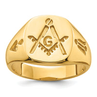 14k Men's Polished and Grooved (No Enamel) Masonic Ring-Y4047