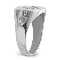 14k White Gold Men's Polished and Grooved (No Enamel) Masonic Ring-Y4048