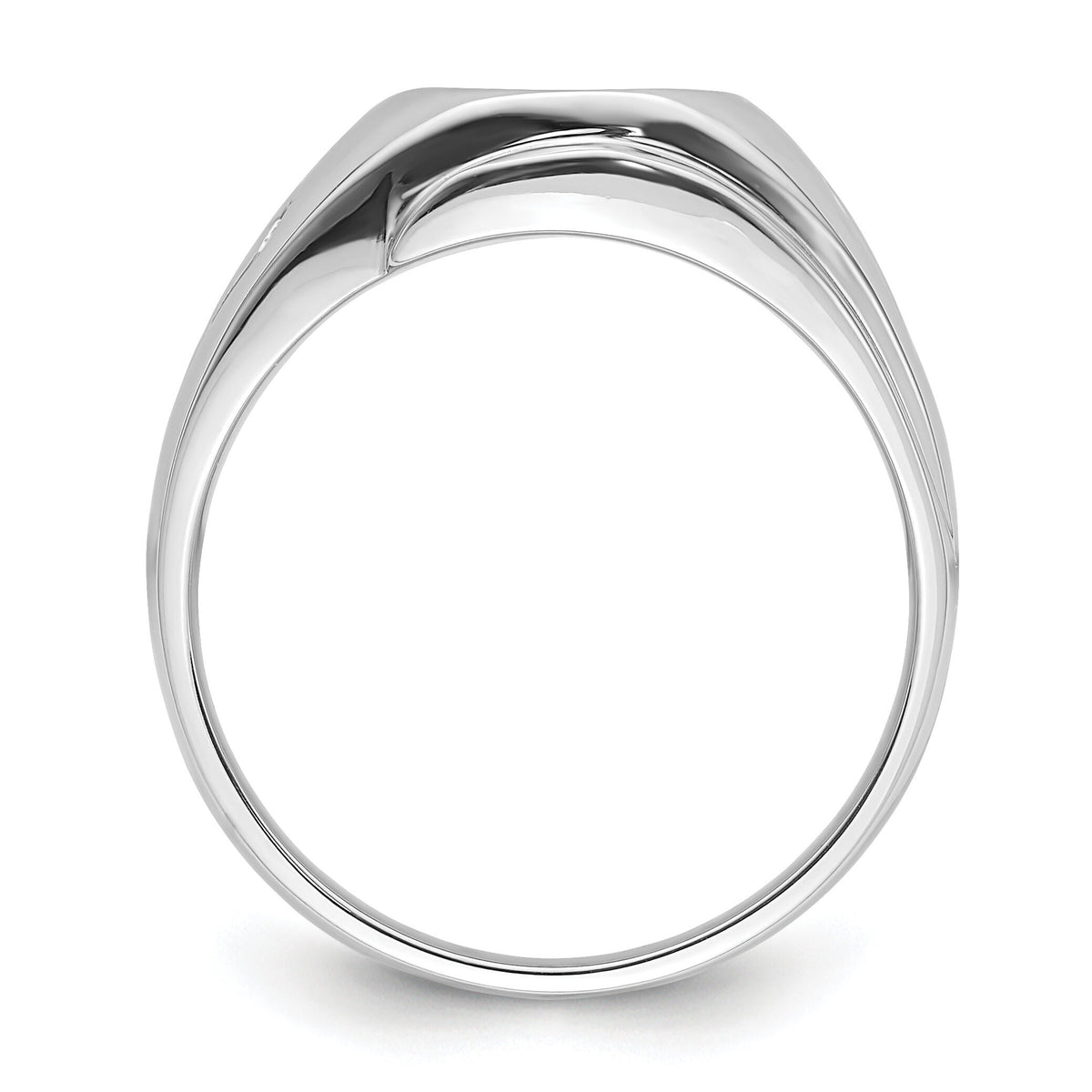 14k White Gold Men's Polished and Grooved Masonic Ring Mounting-Y4059