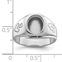 14k White Gold Men's Polished and Grooved Masonic Ring Mounting-Y4059