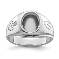 14k White Gold Men's Polished and Grooved Masonic Ring Mounting-Y4059