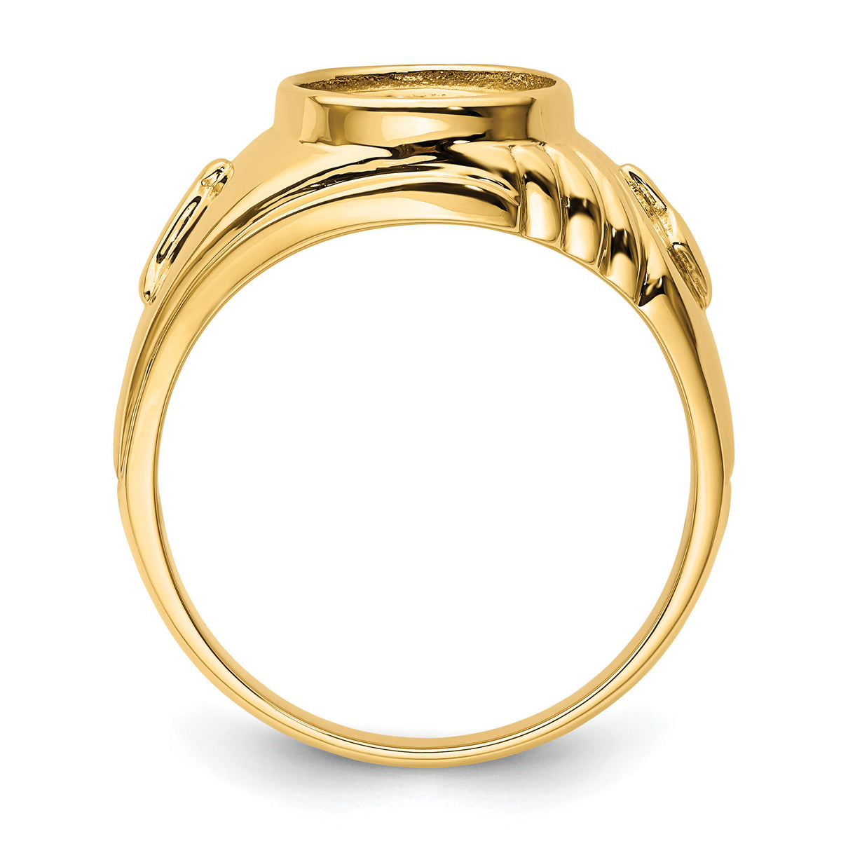 14k Men's Polished and Textured Masonic Ring Mounting-Y4062
