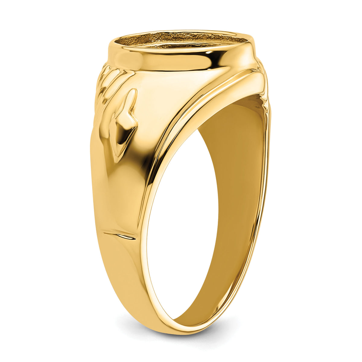 14k Men's Polished and Textured Masonic Ring Mounting-Y4062
