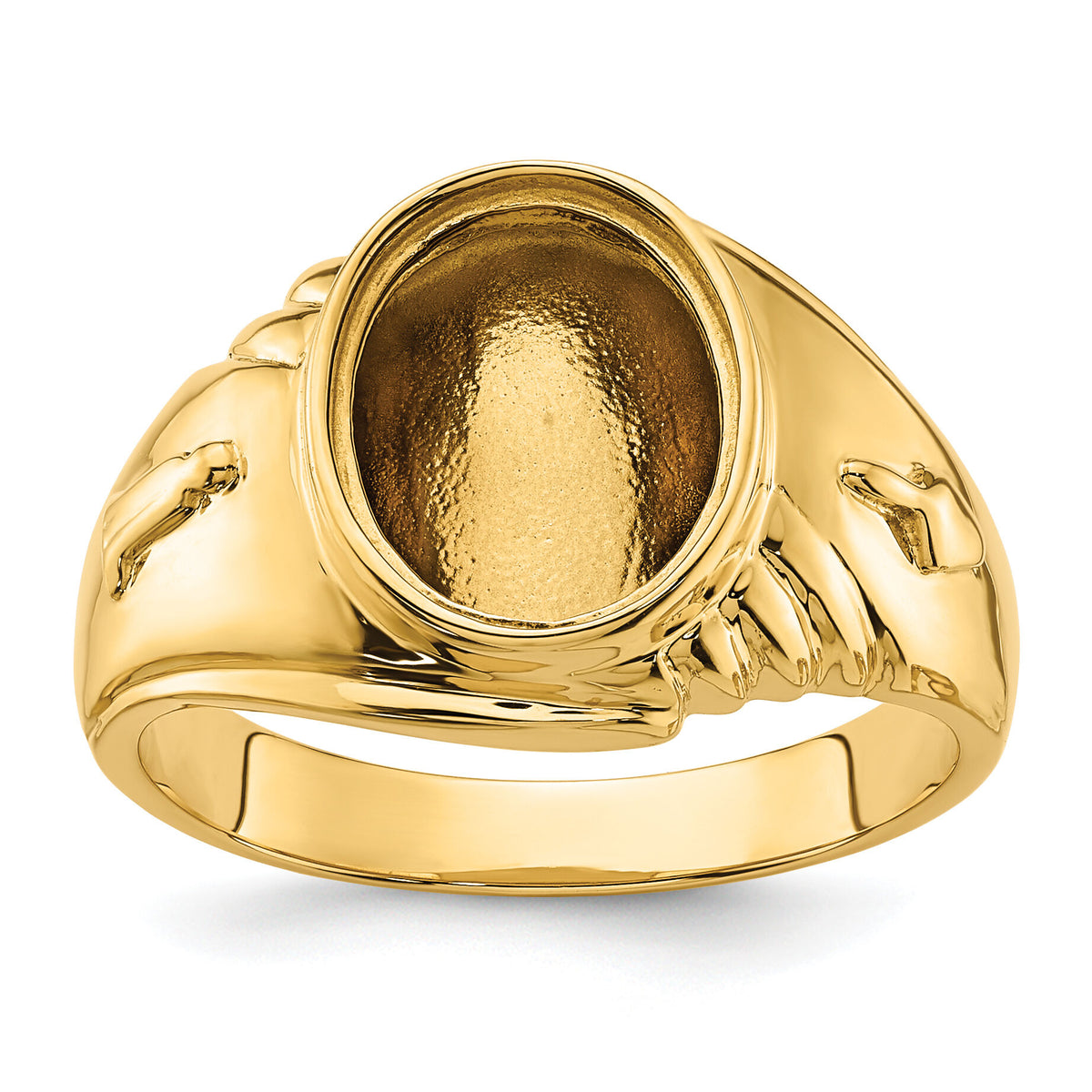 14k Men's Polished and Textured Masonic Ring Mounting-Y4062
