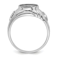 14k White Gold Men's Polished and Textured Masonic Ring Mounting-Y4063
