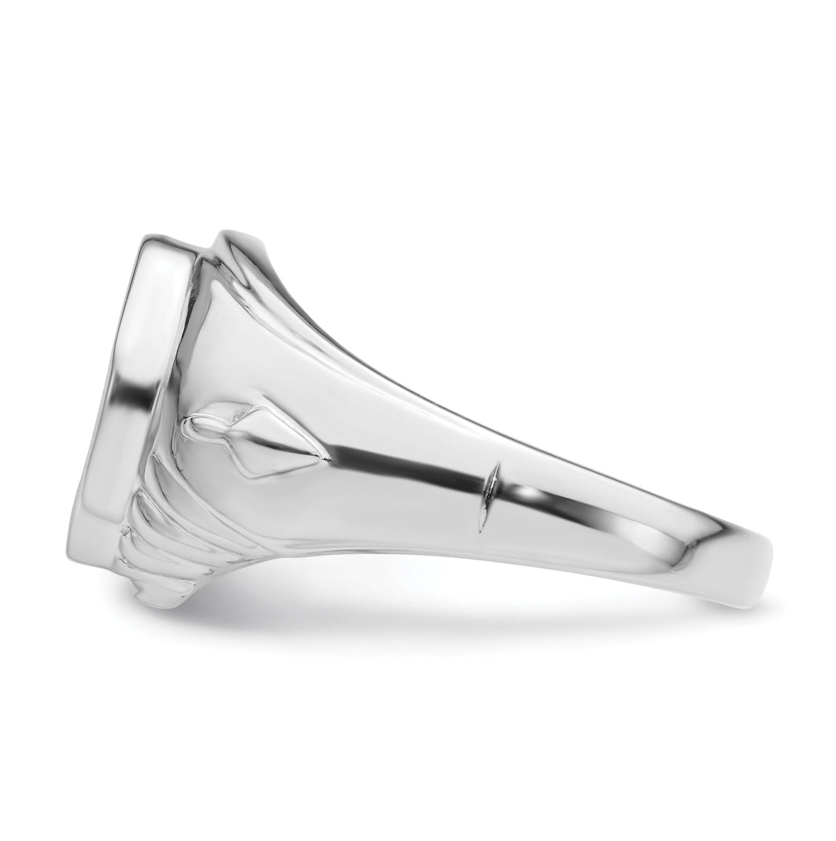 14k White Gold Men's Polished and Textured Masonic Ring Mounting-Y4063