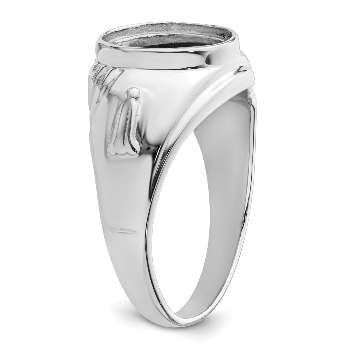 14k White Gold Men's Polished and Textured Masonic Ring Mounting-Y4063